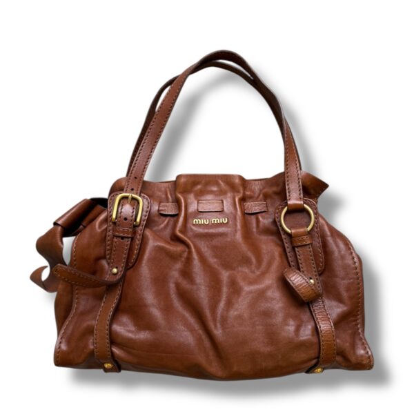 Miu Miu Leather Shoulder Hobo Camel